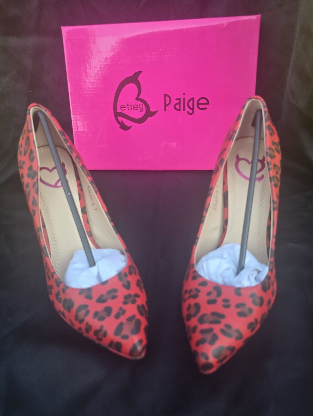 Red Leopard Print Pointed Toe Heels